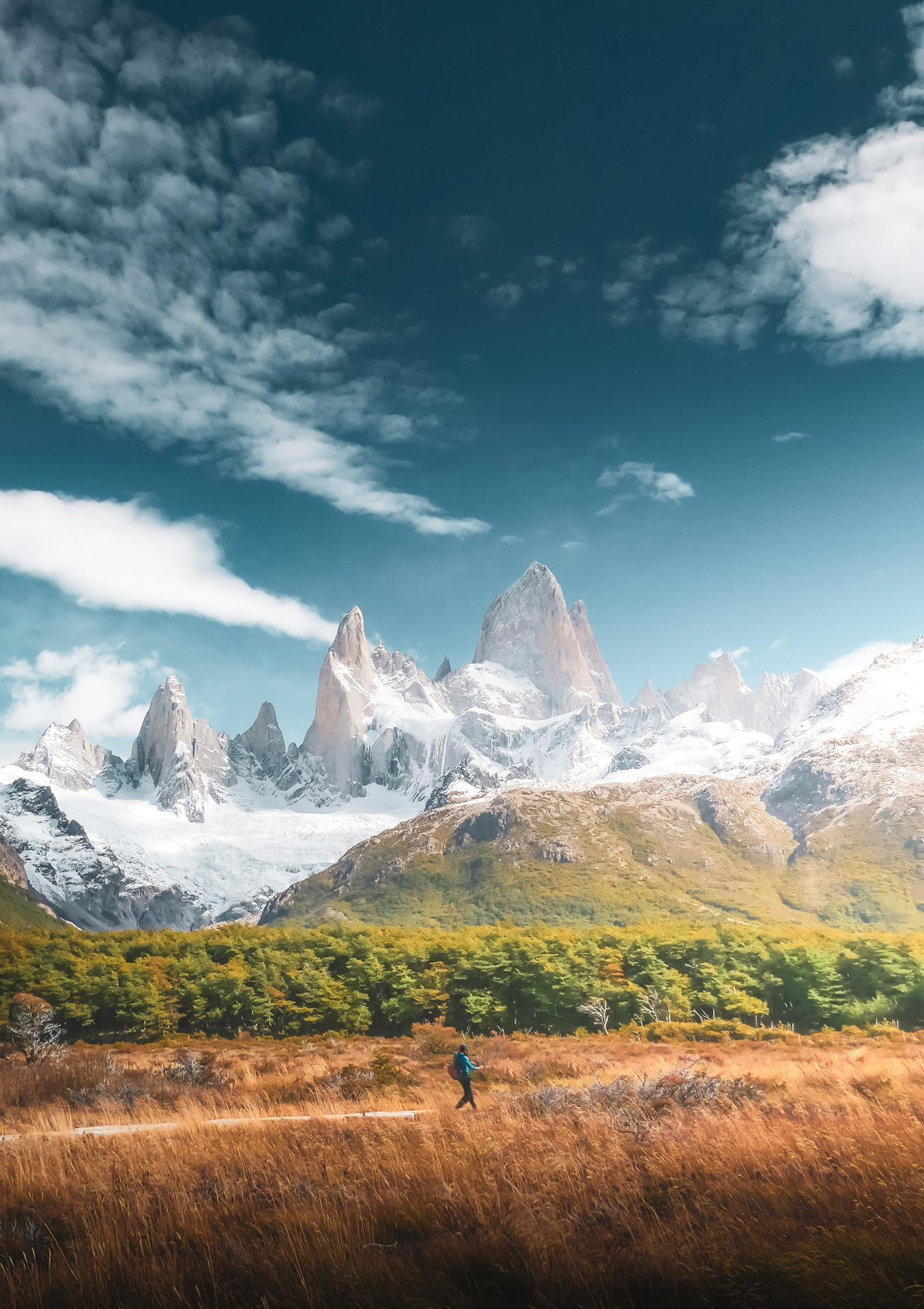 Colorfull Landscape of Patagonia. El Chalten Trekking, View on the Fitz Roy.