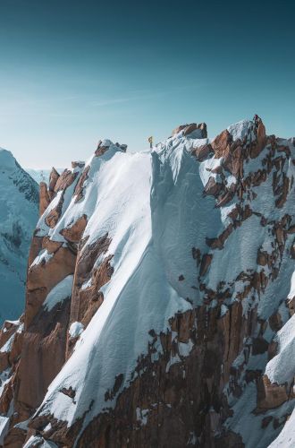 Chamonix Mont Blanc - Arête des Cosmiques - View from L'aiguille du midi